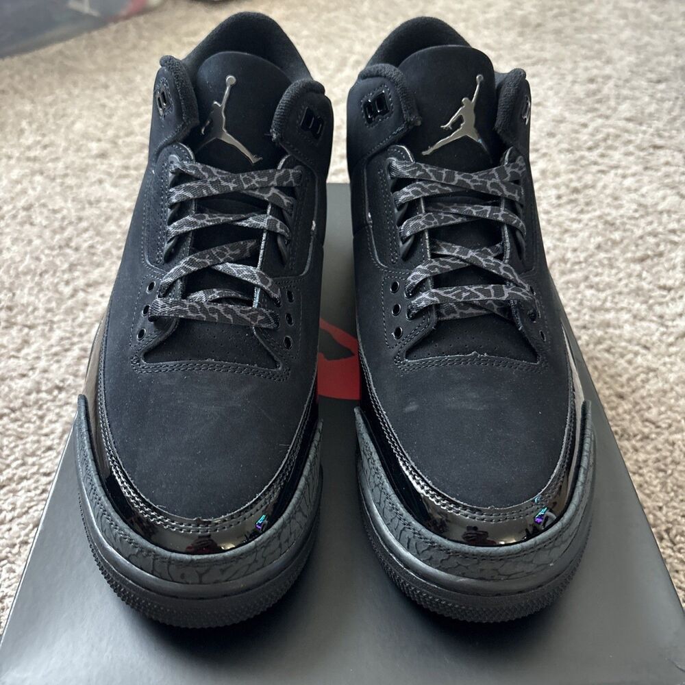 Nike Air Jordan 3 Retro Shoes Mens Size 11.5 Black Cat 2025 Sneakers